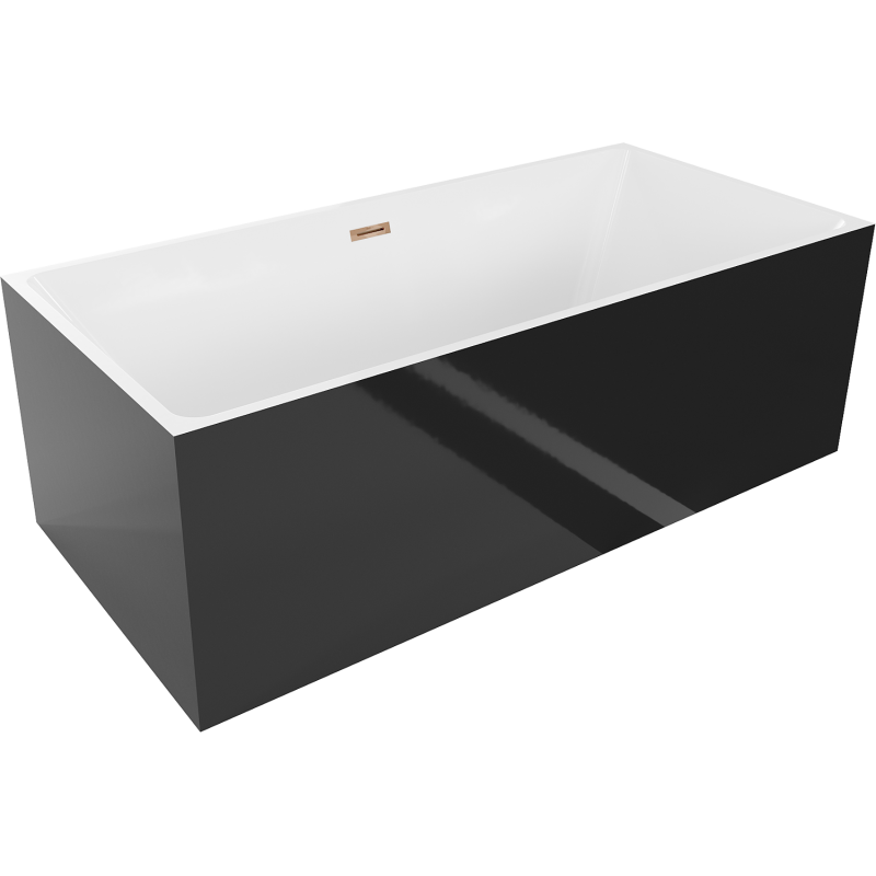 Mexen Nita freistehende Badewanne 170 x 80 cm, weiß/schwarz, Überlauf Roségold - 52091708075-60