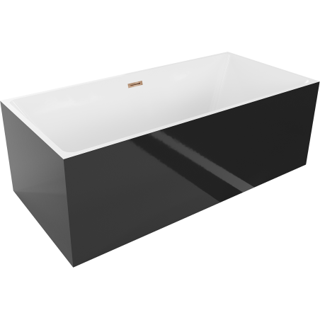 Mexen Nita freistehende Badewanne 170 x 80 cm, weiß/schwarz, Überlauf Roségold - 52091708075-60