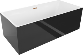Mexen Nita freistehende Badewanne 170 x 80 cm, weiß/schwarz, Überlauf in roségold - 52091708075-60