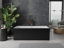 Mexen Nita freistehende Badewanne 170 x 80 cm, weiß/schwarz, Überlauf in roségold - 52091708075-60