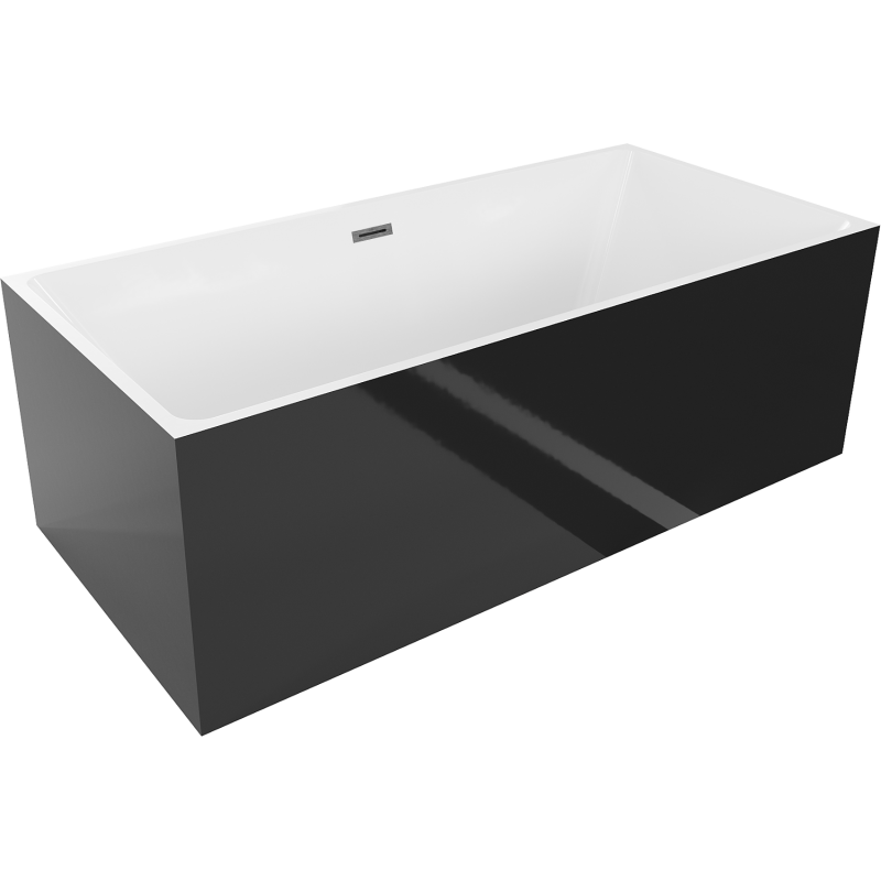 Mexen Nita freestanding bath 170 x 80 cm, white/black, brushed gun gray overflow - 52091708075-66