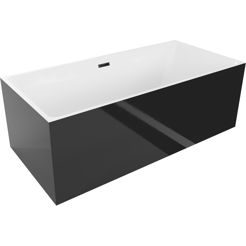 Mexen Nita 170 x 80 cm Freestanding Bath, White/Black, Black Overflow - 52091708075-70