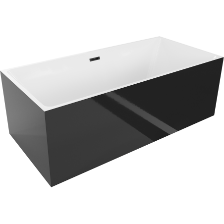 Mexen Nita vasca da bagno autoportante 170 x 80 cm, bianca/nera, troppo pieno nero - 52091708075-70