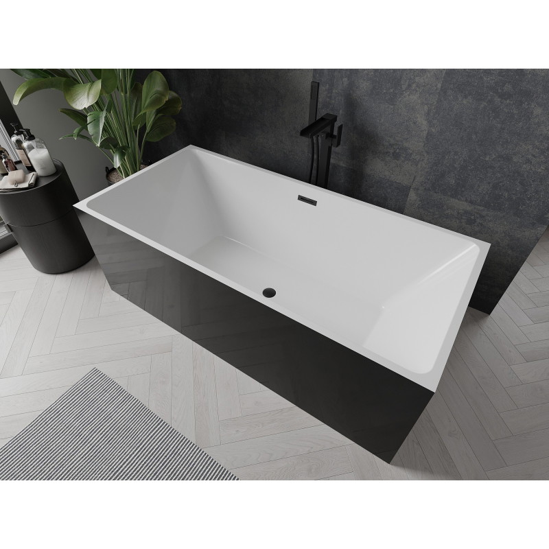 Mexen Nita vaba seisev vann 170 x 80 cm, valge/must, must ülevool - 52091708075-70