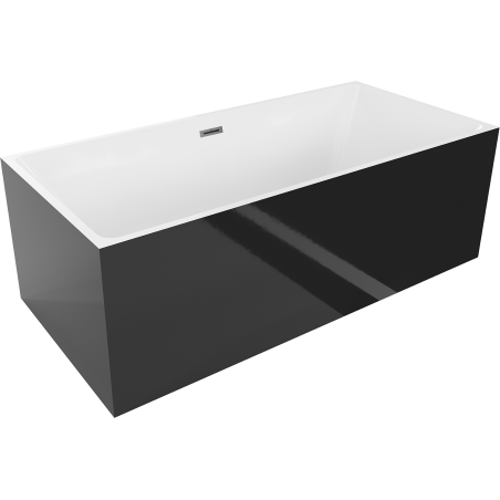 Mexen Nita freistehende Badewanne 170 x 80 cm, weiß/schwarz, Überlauf Gun Metal - 52091708075-95
