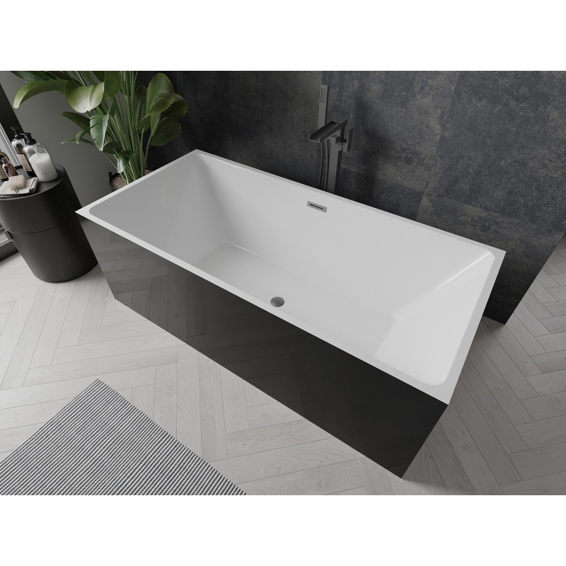 Mexen Nita vanni eraldiseisev 170 x 80 cm, valge/must, ülevool gun metal - 52091708075-95