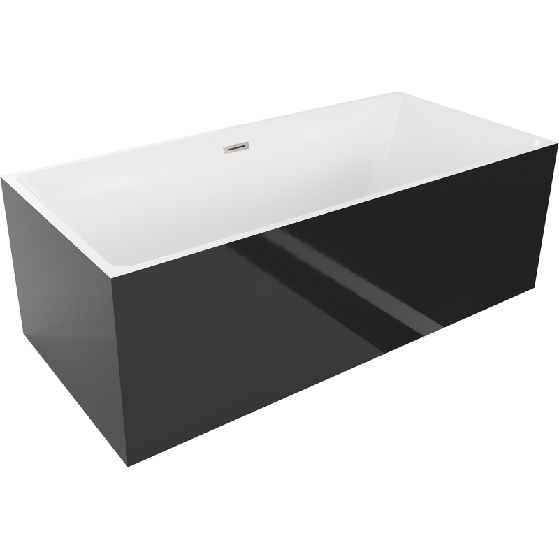 Mexen Nita baignoire autoportante 170 x 80 cm, blanche/noire, trop-plein en nickel brossé - 52091708075-97