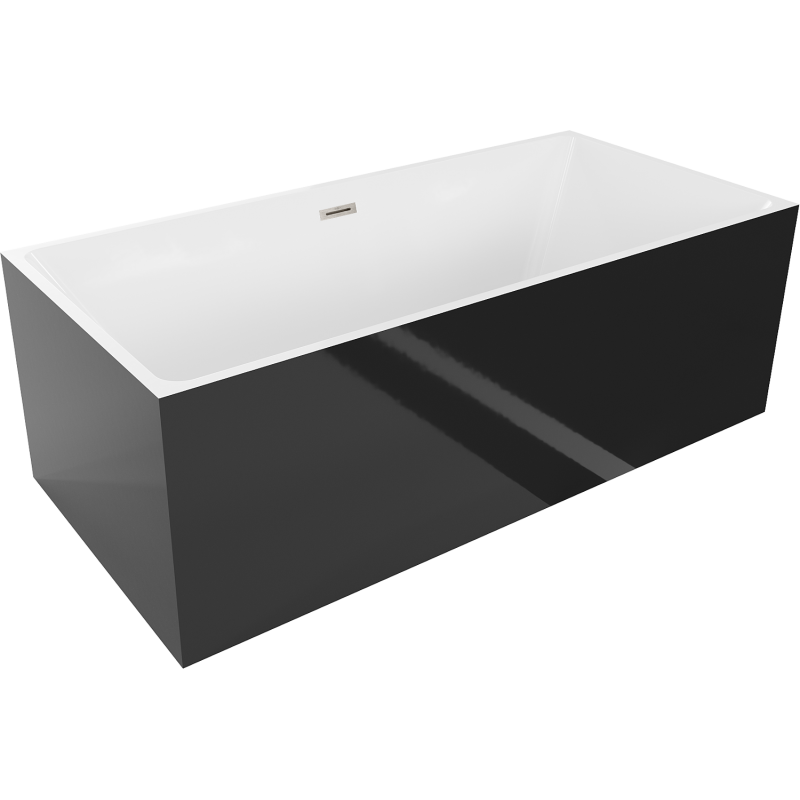 Mexen Nita banheira independente 170 x 80 cm, branca/preta, transbordo de níquel escovado - 52091708075-97