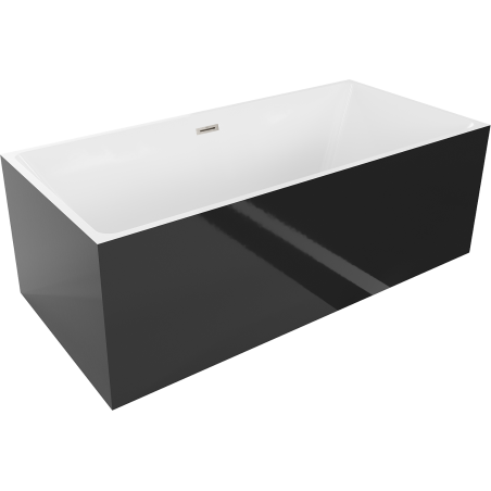 Mexen Nita freistehende Badewanne 170 x 80 cm, weiß/schwarz, Überlauf gebürstetes Nickel - 52091708075-97