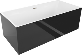 Mexen Nita vrijstaande badkuip 170 x 80 cm, wit/zwart, overloop geborsteld nikkel - 52091708075-97