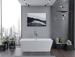 Mexen Lita fräistehend Buedbidden 170 x 75 cm, wäiss, Iwwerfloss chrom - 52121707500-01