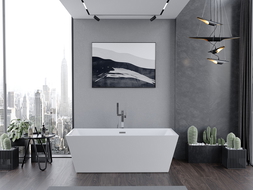 Mexen Lita freistehende Badewanne 170 x 75 cm, weiß, Überlauf chrom - 52121707500-01