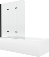 Mexen Vega pravokutna kada 180 x 80 cm s oblogom i 3-krilnim zaslonom 120 cm, prozirna, crna - 550118080X9012037000