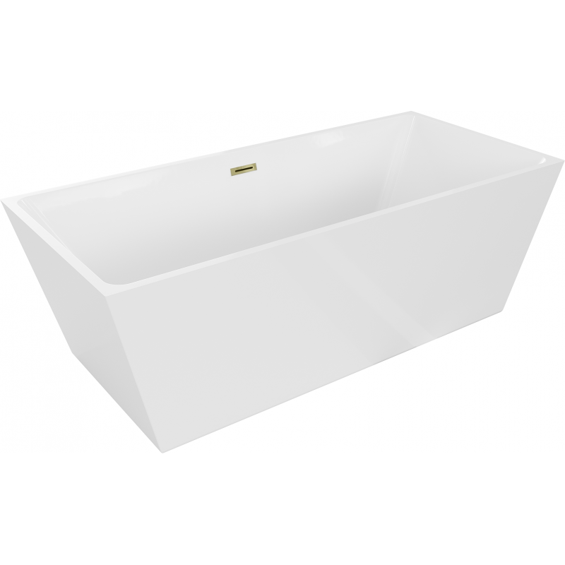 Mexen Lita freistehende Badewanne 170 x 75 cm, weiß, Überlauf gold - 52121707500-50