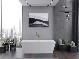 Mexen Lita freistehende Badewanne 170 x 75 cm, weiß, Überlauf golden - 52121707500-50
