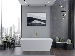 Mexen Lita samostojeća kada 170 x 75 cm, bijela, zlatni preljev - 52121707500-50