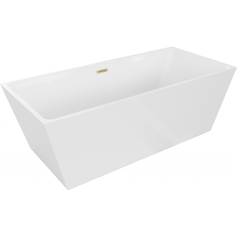 Mexen Lita vrijstaande badkuip 170 x 75 cm, wit, overloop geborsteld goud - 52121707500-55