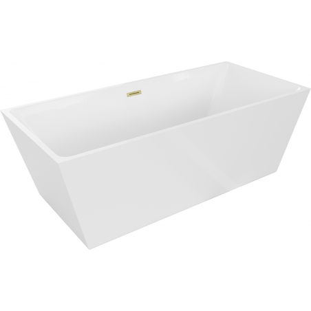 Mexen Lita vrijstaande badkuip 170 x 75 cm, wit, overloop geborsteld goud - 52121707500-55