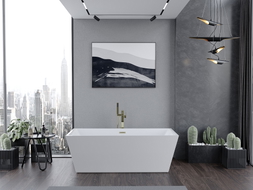 Mexen Lita vabaltseisev vann 170 x 75 cm, valge, kuldne harjatud ülevool - 52121707500-55