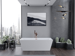 Mexen Lita μπανιέρα ελεύθερης τοποθέτησης 170 x 75 cm, λευκή, υπερχείλιση ροζ