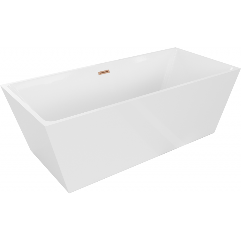 Mexen Lita Badewanne freistehend 170 x 75 cm, weiß, gebürsteter Überlauf - 52121707500-65