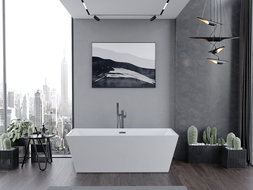 Mexen Lita banheira independente 170 x 75 cm, branca, extravasor cinza escovado - 52121707500-66