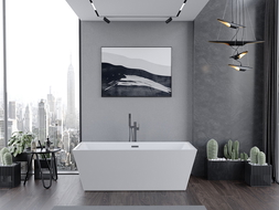 Mexen Lita freistehende Badewanne 170 x 75 cm, weiß, gebürsteter gun gray Überlauf - 52121707500-66