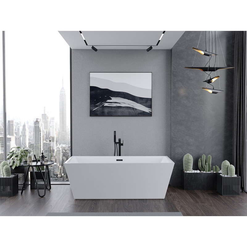 Mexen Lita samostojeća kada 170 x 75 cm, bijela, crni preljev - 52121707500-70
