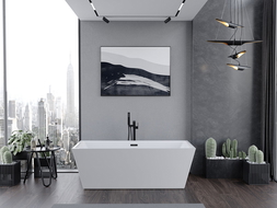 Mexen Lita banheira independente 170 x 75 cm, branca, extravasor preto - 52121707500-70