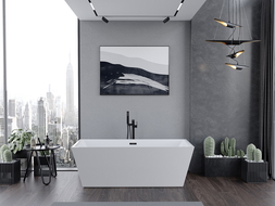 Mexen Lita freistehende Badewanne 170 x 75 cm, weiß, schwarzer Überlauf - 52121707500-70