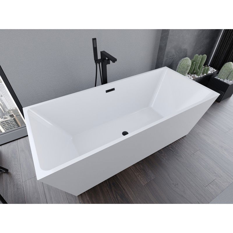 Mexen Lita vasca da bagno indipendente 170 x 75 cm, bianca, troppopieno nero - 52121707500-70