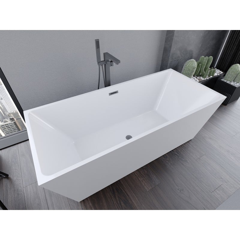 Mexen Lita vasca da bagno autoportante 170 x 75 cm, bianca, troppopieno gun metal - 52121707500-95