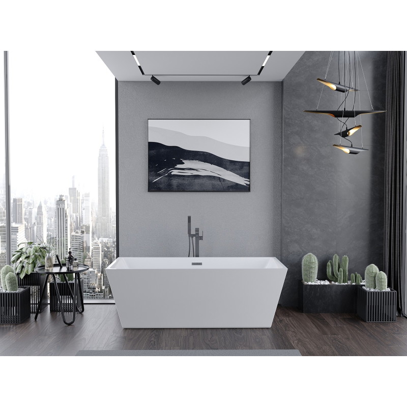 Mexen Lita wanna wolnostojąca 170 x 75 cm, biała, przelew gun metal - 52121707500-95