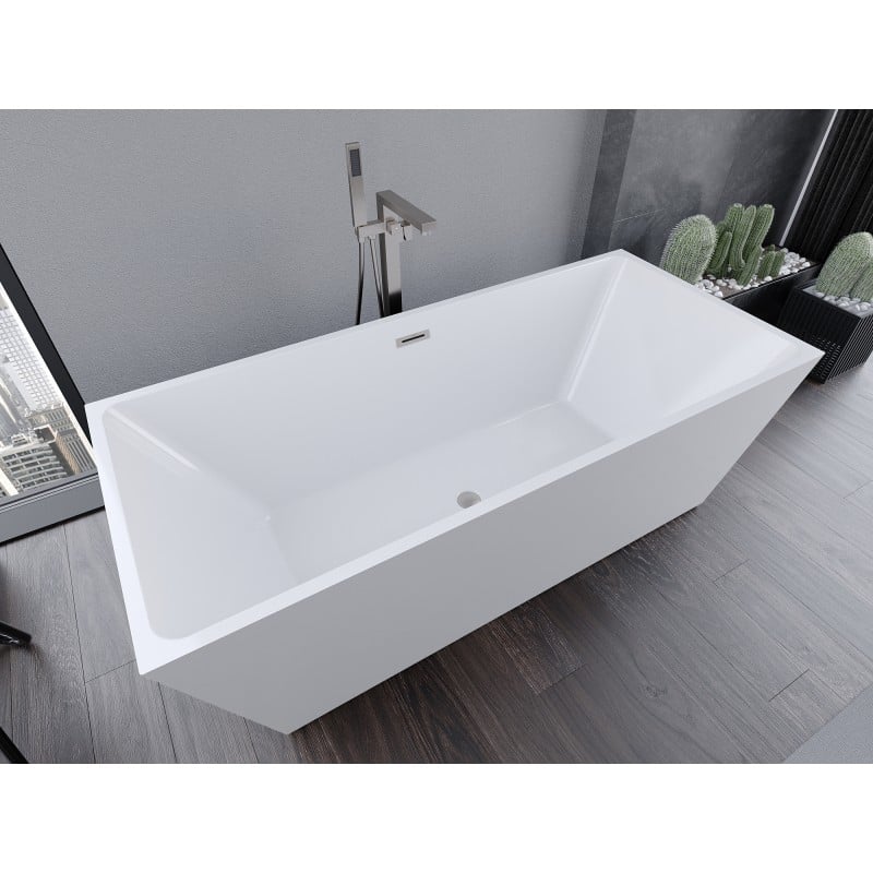 Mexen Lita freestanding bath 170 x 75 cm, white, brushed nickel overflow - 52121707500-97