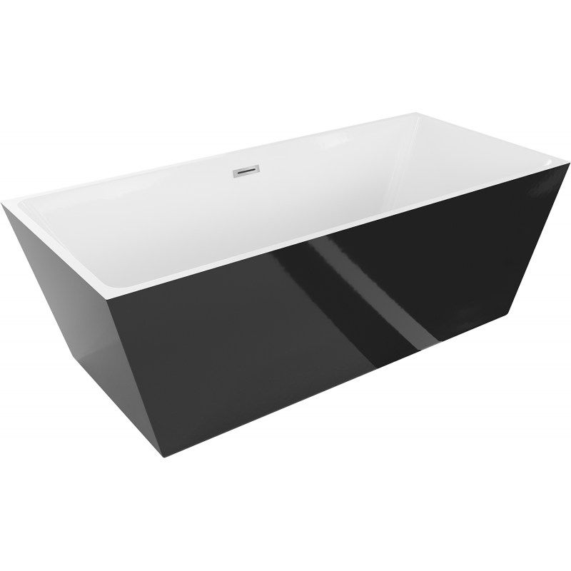 Mexen Lita freestanding bath 170 x 75 cm, white/black, chrome overflow - 52121707575-01