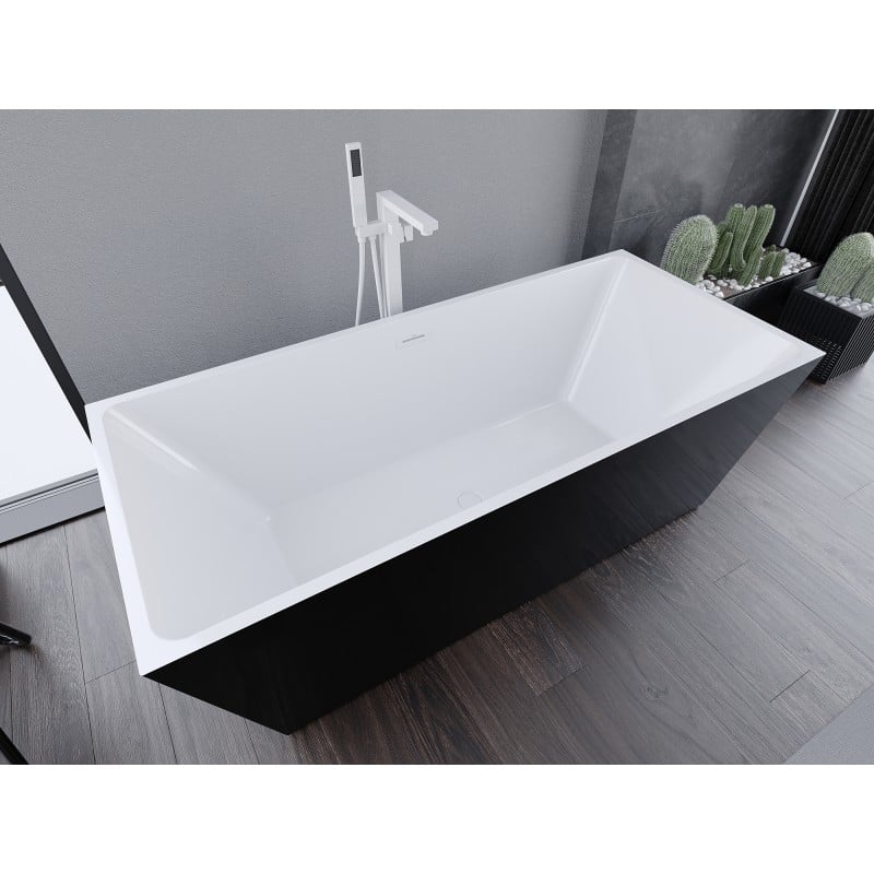 Mexen Lita 170 x 75 cm freestanding bathtub, white/black, white overflow - 52121707575-20