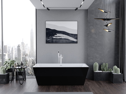 Mexen Lita freistehende Badewanne 170 x 75 cm, weiß/schwarz, weiße Überlauf - 52121707575-20