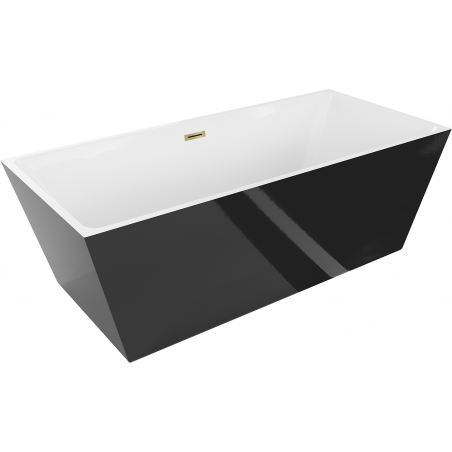 Mexen Lita 170 x 75 cm Freestanding Bath, White/Black, Gold Overflow - 52121707575-50