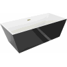 Mexen Lita freistehende Badewanne 170 x 75 cm, weiß/schwarz, Überlauf gold - 52121707575-50