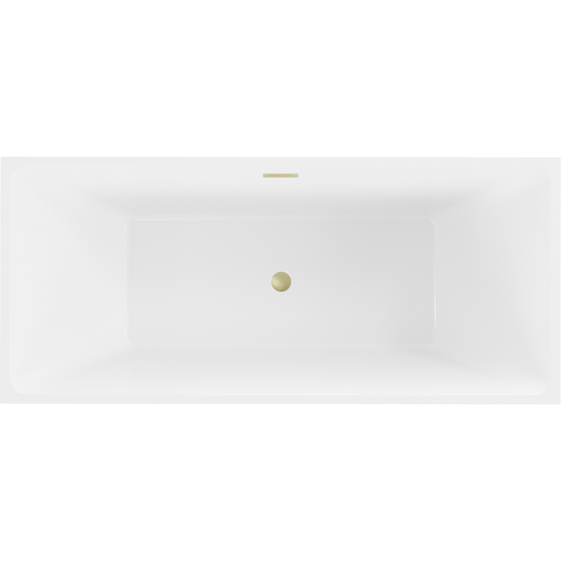 Mexen Lita vasca da bagno indipendente 170 x 75 cm, bianca/nera, troppopieno oro spazzolato - 52121707575-55