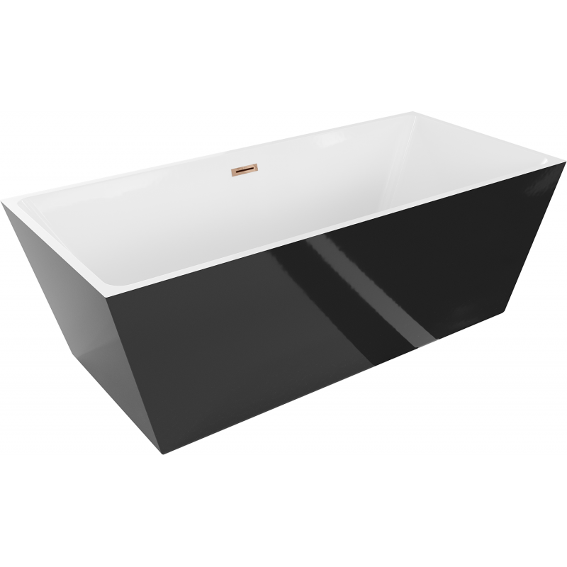 Mexen Lita freestanding bath 170 x 75 cm, white/black, overflow rose gold - 52121707575-60
