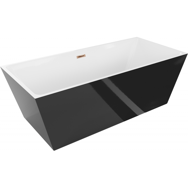 Mexen Lita freistehende Badewanne 170 x 75 cm, weiß/schwarz, Überlauf roségold - 52121707575-60