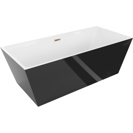 Mexen Lita freestanding bath 170 x 75 cm, white/black, overflow rose gold - 52121707575-60