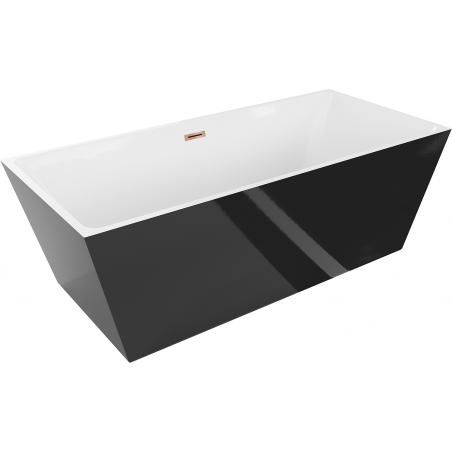 Mexen Lita freistehende Badewanne 170 x 75 cm, weiß/schwarz, Überlauf roségold - 52121707575-60