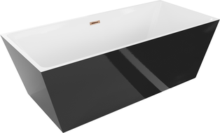 Mexen Lita freestanding bath 170 x 75 cm, white/black, overflow rose gold - 52121707575-60