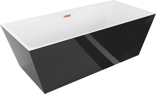 Mexen Lita freestanding bath 170 x 75 cm, white/black, brushed copper overflow - 52121707575-65