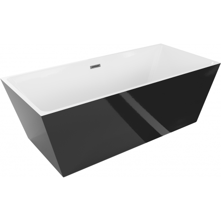 Mexen Lita freestanding bathtub 170 x 75 cm, white/black, overflow gun gray brushed - 52121707575-66