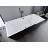 Mexen Lita freistehende Badewanne 170 x 75 cm, weiß/schwarz, Überlauf gun gray gebürstet - 52121707575-66