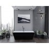 Mexen Lita freistehende Badewanne 170 x 75 cm, weiß/schwarz, Überlauf gun gray gebürstet - 52121707575-66