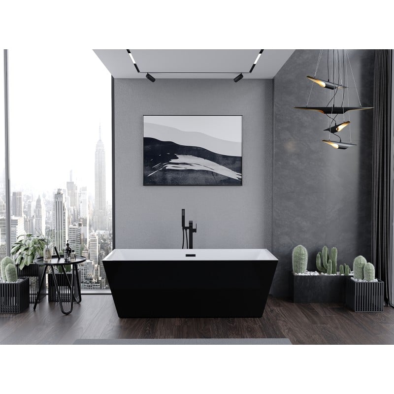 Mexen Lita freestanding bathtub 170 x 75 cm, white/black, black overflow - 52121707575-70